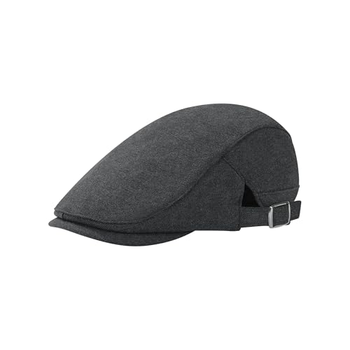 Newsboy Hat Cotton Adjustable Flat Caps Ivy Irish Gatsby Cap Cabbie Golf Hunting Hats for Men - color: Dark Grey