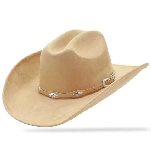 Cowboy Hat for Men and Women - Cattleman Wide Brim Western Cowgirl Hat with Gift Packaging - color: Brown, size: 7 1/8-7 1/4