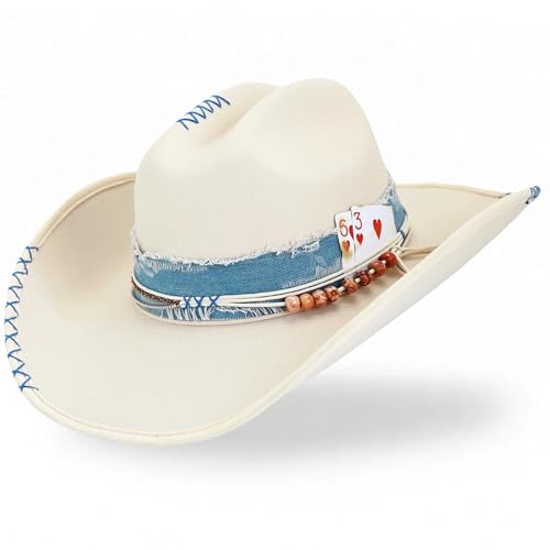 Cowboy Hat for Men and Women - Cattleman Wide Brim Western Cowgirl Hat with Gift Packaging - color: Beige-01, size: 7 1/8-7 1/4