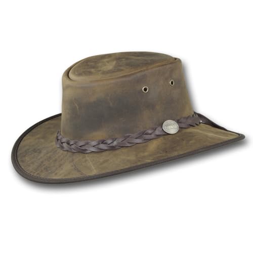 Barmah Hats Foldaway Bronco Leather Hat - Item 1060 - color: Rustic, size: Medium