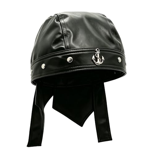 Biker Cap for Women Punk Motorcycle Skull Cap Adjustable Stylish Doo Rag Headwrap for Riding Outdoor Activities - color: Anchor