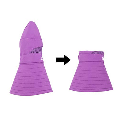 Muryobao Women's Ponytail Sun Hat UV Protection Foldable Mesh Wide Brim Beach Fishing Hat - color: Pure Purple