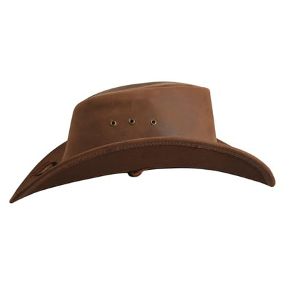 Unisex Leather Cowboy Hat Lightweight Handcrafted Western Shapeable Wide Brim | Western Hats for Men Black - size: Large