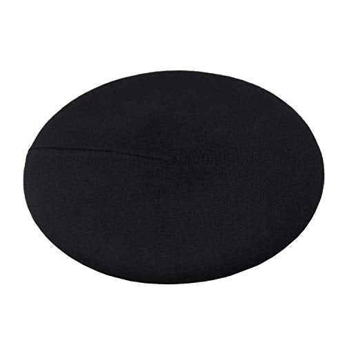 Wheebo Reversible Solid Color French Beret Hat for Women and Girls - color: Black