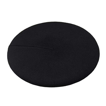 Wheebo Reversible Solid Color French Beret Hat for Women and Girls - color: Black