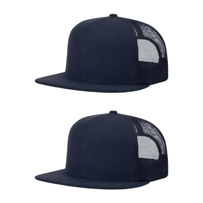 Richardson 511 Wool Blend Flatbill Trucker Snapback Adjustable Cap - color: Navy