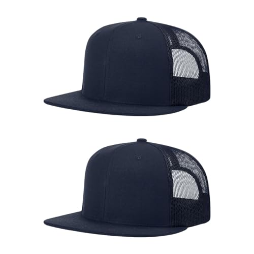 Richardson 511 Wool Blend Flatbill Trucker Snapback Adjustable Cap - color: Navy