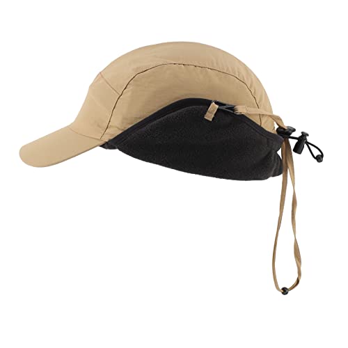 Home Prefer Waterproof Men's Winter Hats with Visor Warm Fleece Lined Baseball Cap Earflaps Trooper Trapper Hat for Men - color: Khaki