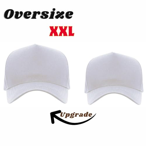Oversize XXL Mesh Trucker Hat for Men Big Head High Crown Baseball Cap - color: White