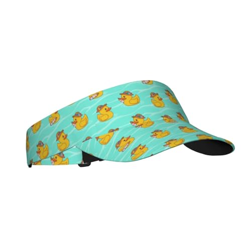 Sports Sun Visor Hat for Men Women, Adjustable Breathable Golf Tennis Cap - color: Funny Yellow Duck