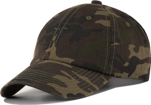 TSSGBL Unstructured Distressed Baseabll Cap Cotton Soft Dad Hat Adjustable Low Profile Headwear Ball Caps for Women Men - color: Distressed Camo, size: Medium-Large