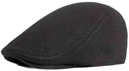XYIYI Men Newsboy Cap Cotton Beret Hat Flat Ivy Gatsby Driving Cabbie Cap - color: Black