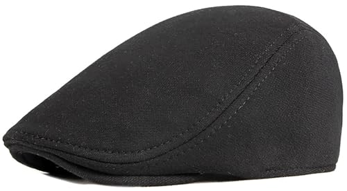 XYIYI Men Newsboy Cap Cotton Beret Hat Flat Ivy Gatsby Driving Cabbie Cap - color: Black