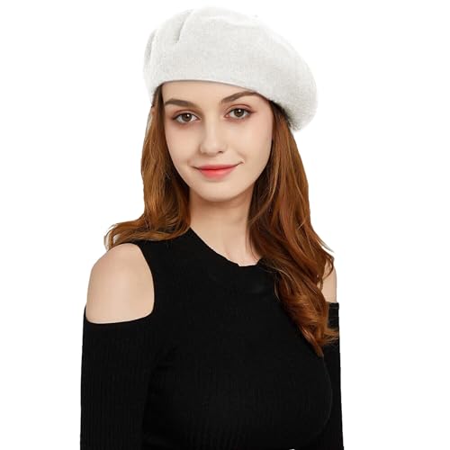 French Beret Hats for Women - Classic and Stylish Women's Beret Collection for Effortless Chic, Perfect for Any Occasion - color: Off-white