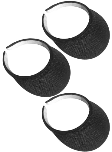 3 Pieces Clip On Visors Women Men Visor Outdoor Sports Golf Hat - color: Black