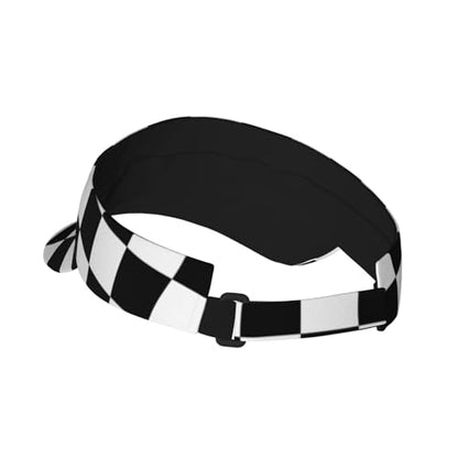 Sun Visor Hats Adjustable Open Top Sport Hat for Golf Women/Men - color: Black White Plaid