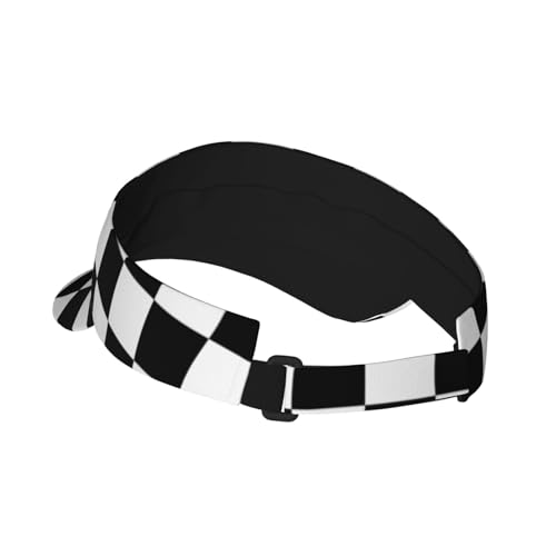 Sun Visor Hats Adjustable Open Top Sport Hat for Golf Women/Men - color: Black White Plaid