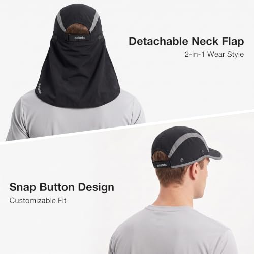 Solaris UPF 50+ Running Cap Mesh Baseball Hat Foldable Unisex - color: Black, size: Shield