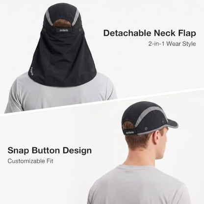 Solaris UPF 50+ Running Cap Mesh Baseball Hat Foldable Unisex - color: Black, size: Shield