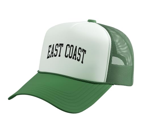 East Coast Vintage Style Trucker Hat with Adjustable Mesh Back - color: Kelly Green/White