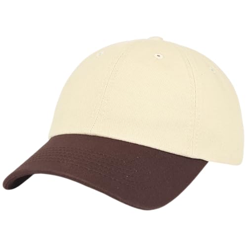 E BY ELIDAN Two Tone Dad Hat, Low Profile Baseball Cap - color: Stone Brown