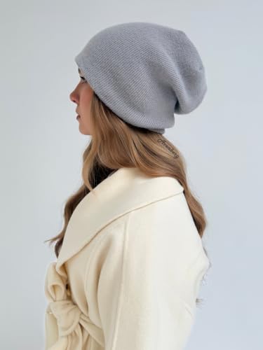 Oversized Slouchy Non-Itchy Knit Beanie Winter Hat for Men & Women - color: Grey