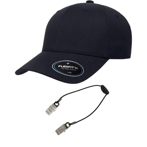 Flexfit 6100NU Tri-Layer Seamless Baseball Cap Bundle w/Cap Catcher - color: Dark Navy, size: Small-Medium