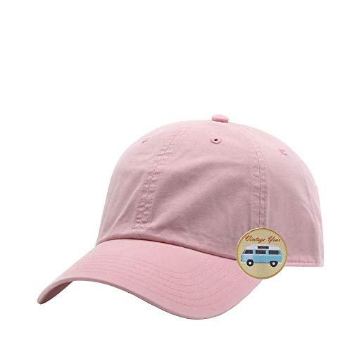 Washed Canvas Combed Cotton Unstructured Soft Crown Adjustable Dad Hat Baseball Cap - color: Pink Cp