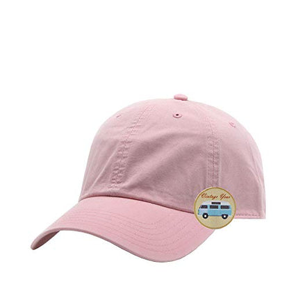 Washed Canvas Combed Cotton Unstructured Soft Crown Adjustable Dad Hat Baseball Cap - color: Pink Cp