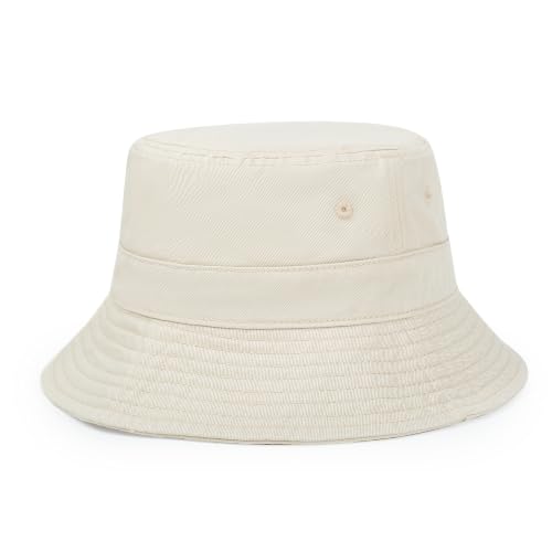 Cotton Bucket Hat Packable Beach Sun Hat for Women Men - color: Milkcoffee