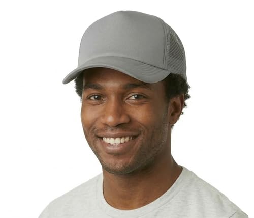 NYFASHION101 Plain Mesh Trucker Hat - Breathable 6-Panel Daily Snapback Cap, Customizable Ideal for DIY Embroidery & Patches - color: Gray