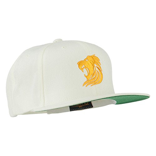 e4Hats.com Gold Lion Embroidered Wool Snapback Cap - color: Natural