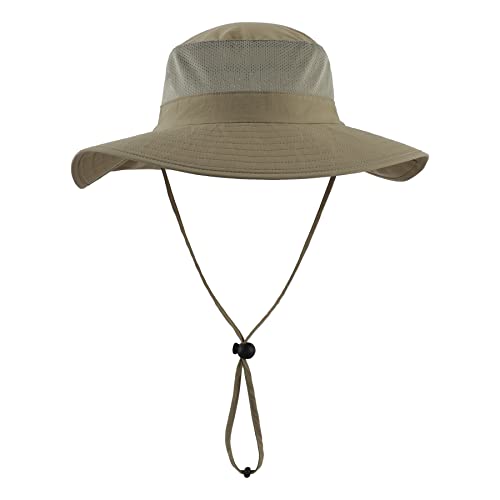 Home Prefer Outdoor UPF50+ Mesh Sun Hat Wide Brim Fishing Hat with Neck Flap Sun Hat for Men Women - color: Light Vert Khaki