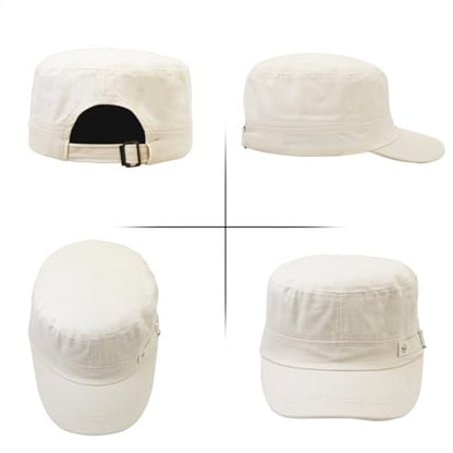 Army Cadet Cap for Men Women Military Flat Top Cap Baseball Caps - color: White