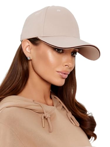 Sandwich Brim High Crown Baseball Cap – Logo-Free – Deep Fit Structured Hat for Men & Women – Minimalist Design - color: Beige / Chocolate Sandwich