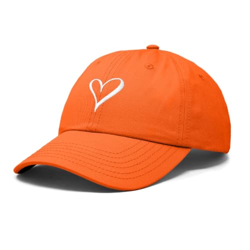 Hand Drawn Heart Hat Womens Embroidered Baseball Cap - color: Orange