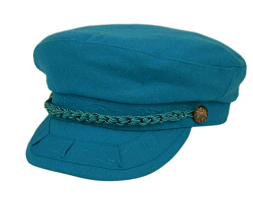EPOCH Men's Greek Fisherman Sailor Fiddler Winter Wool Driver Hat Flat Cap - color: Teal, size: Large-X-Large
