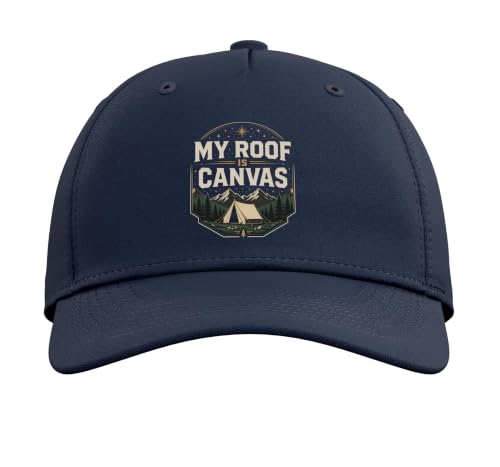 My ROOF is Canvas Camping Camper Outdoor Tent Adjustable Baseball Hat - color: Navy Blue