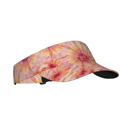 Unisex Sports Sun Visor Hats Adjustable Lightweight Packable Printed Empty Top Cap for Running Pickleball Golf Tennis - color: Boho Orange Tie Dye