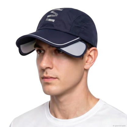 Retractable Brim Baseball Cap Sport Sun Visor Hat for Men Women - color: Navy Blue
