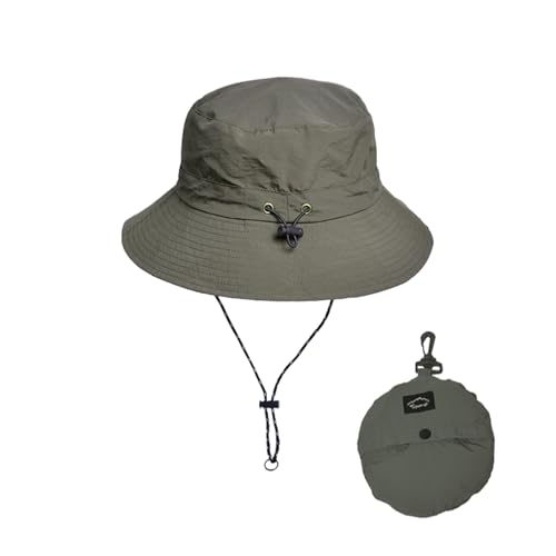 Honnesserry Bucket Hats for Woman Men Outdoor UV Sun Protection Hat Nylon - color: Army Green