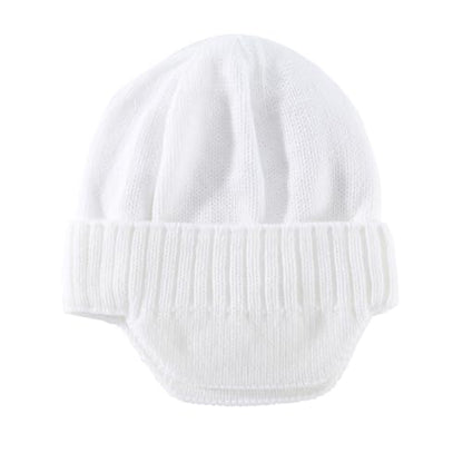 Home Prefer Mens Winter Hat Knit Earflap Hat Stocking Caps with Ears Beanie Hat - color: White