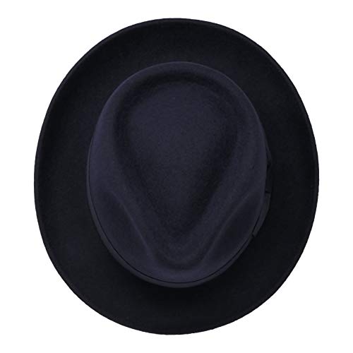 Premium Doyle - Teardrop Fedora Hat - 100% Wool Felt - Crushable for Travel - Water Resistant - Unisex - color: Navy, size: 7 1/4-7 3/8