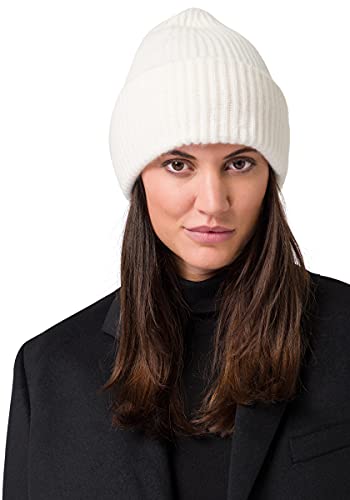 Style Republic Women’s Chunky Knit Beanie, 100% Pure Cashmere Cap, Soft & Stretchy, Warm Hat for Autumn, Winter, Spring - color: Cream