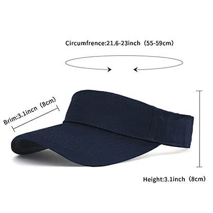 HH HOFNEN Sports Sun Visor Hats Cotton Adjustable Golf Caps for Men Women - color: #1b Navy