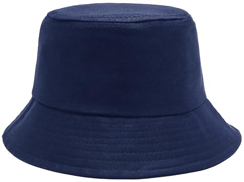 Bucket Hat Beach Sun Hat Fishing Hat for Women Men, Summer Outdoor Travel Packable Fisherman Hat - color: Navy
