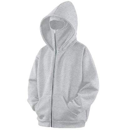 Zip Up Balaclava Hoodie Warm Sweatshirts Fleece Jackets Outwear - color: Light Grey, size: Medium