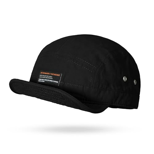 Croogo Short Brim Baseball Cap 5 Panel Flat Brim Hat for Men Street Style - color: Dy09-black