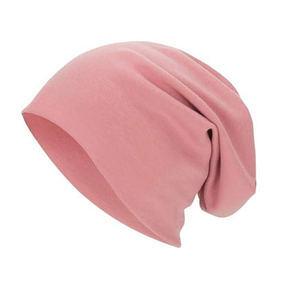 Unisex Slouchy Beanie Cotton Lightweight Beanie Hat Skull Cap Night Sleep Hat Hip-Hop Hat - color: Pale Pink