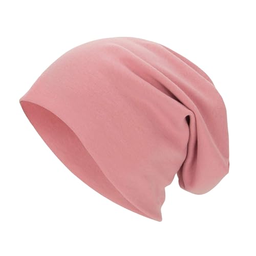 Unisex Slouchy Beanie Cotton Lightweight Beanie Hat Skull Cap Night Sleep Hat Hip-Hop Hat - color: Pale Pink